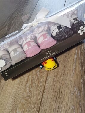 Laura Ashley Baby Bootie Sock Set - Pink, Gray, Black, White Sparkly, Ruffle